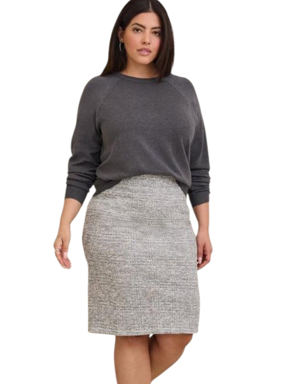 Torrid Studio Knit Midi Pencil Skirt Plus Size 2X Heather Grey